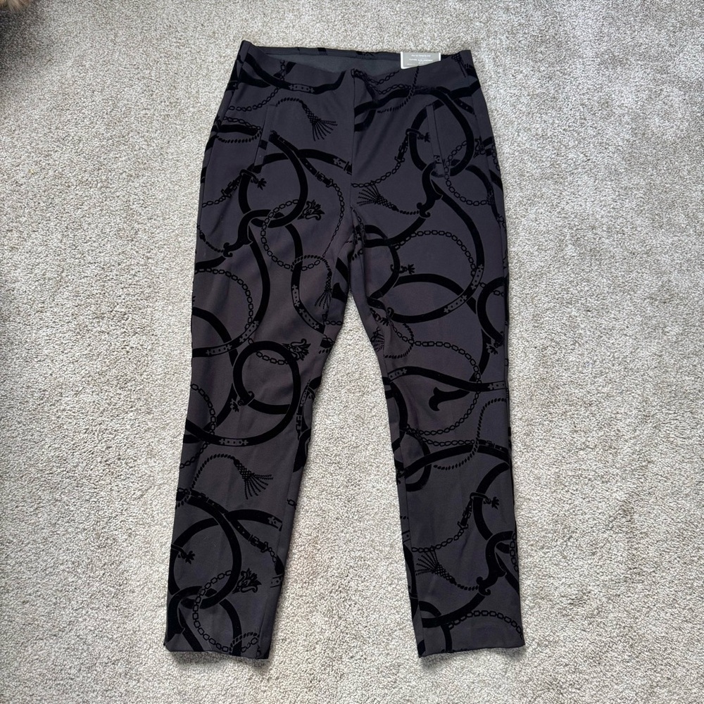 Chico's Black and Gray Dress Pants with Patterned Design